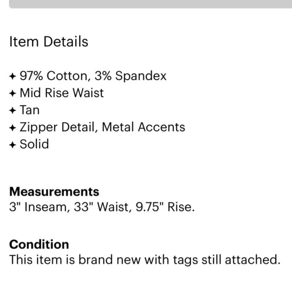 NWT Bebop Belted khaki Shorts junior 11 - Picture 3 of 3